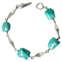 Silver and Turquoise Bracelet by Arvo Saarela, Sweden, 1965