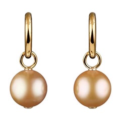 Gold Pearl Dangle Earrings Yellow Gold