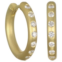 Faye Kim 18 Karat Gold Hinged Hoops with Diamonds