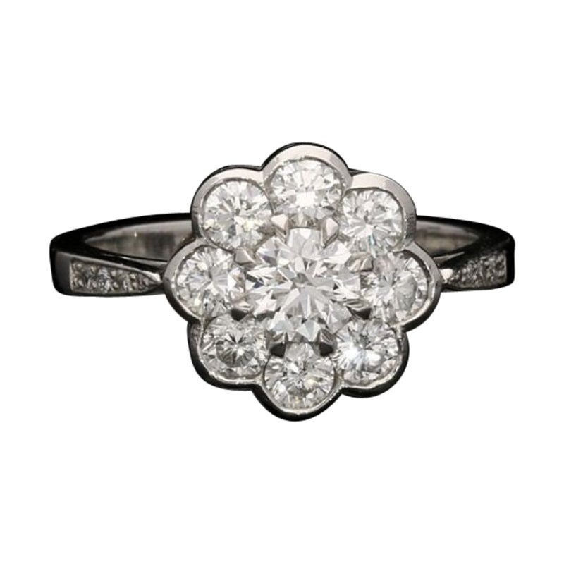 Hancocks Bague contemporaine en grappe de diamants ronds taille brillant de 1,45 carat au total