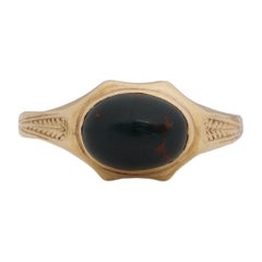 Bague fantaisie/statement vintage en or jaune 10 carats avec pierre de sang