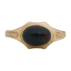 Vintage 10K Yellow Gold Bloodstone Fashion/Statement Ring