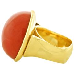 1970s Majo Fruithof Chic Modernist Natural Coral Gold Ring
