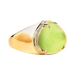 Syna Yellow Gold Peridot Ring with Champagne Diamonds
