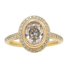 18k Yellow Gold HRD 1.51ct Center Oval Cut Diamond Engagement Ring 1.99tcw