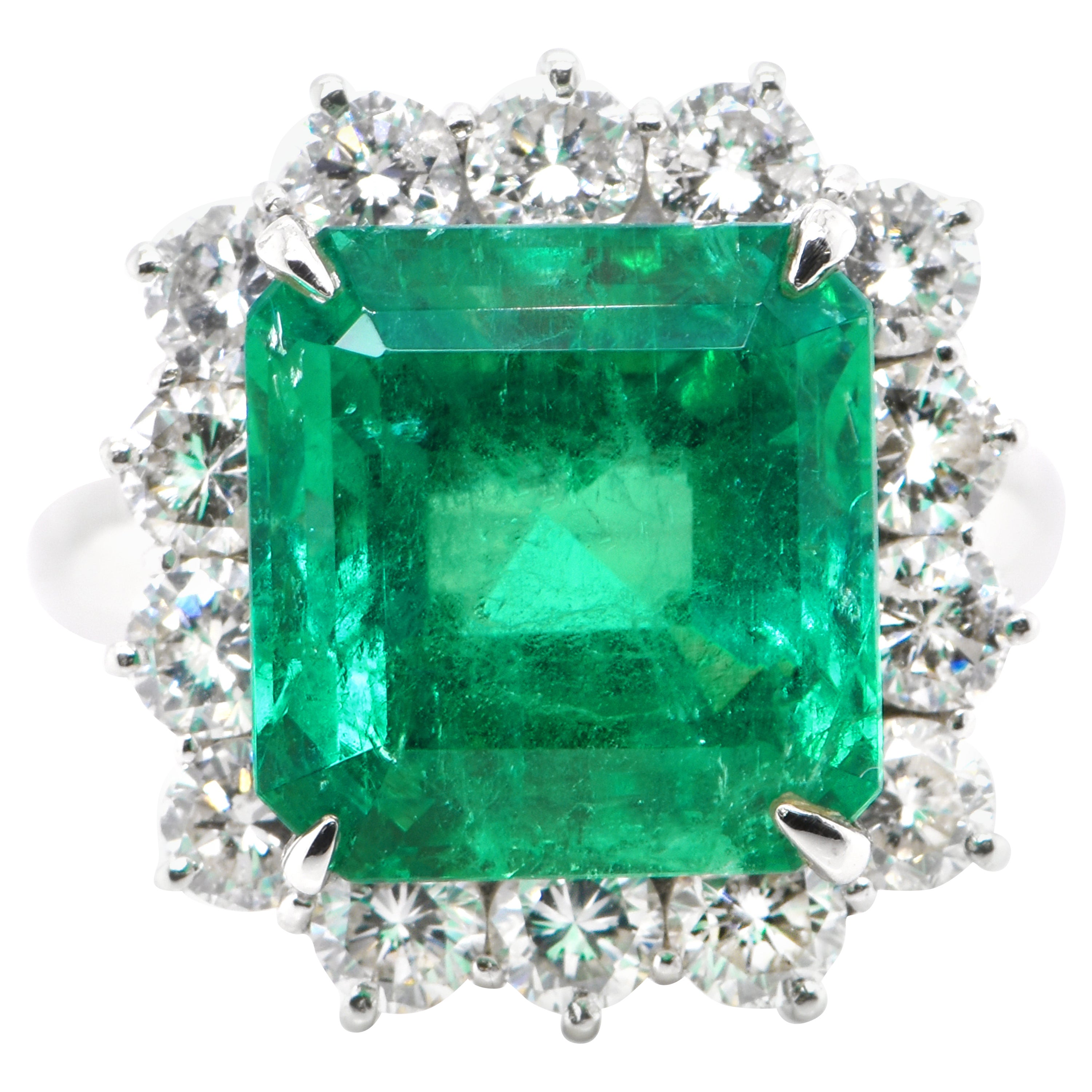 GIA Certified 9.39 Carat Natural Colombian Emerald Ring Set in Platinum