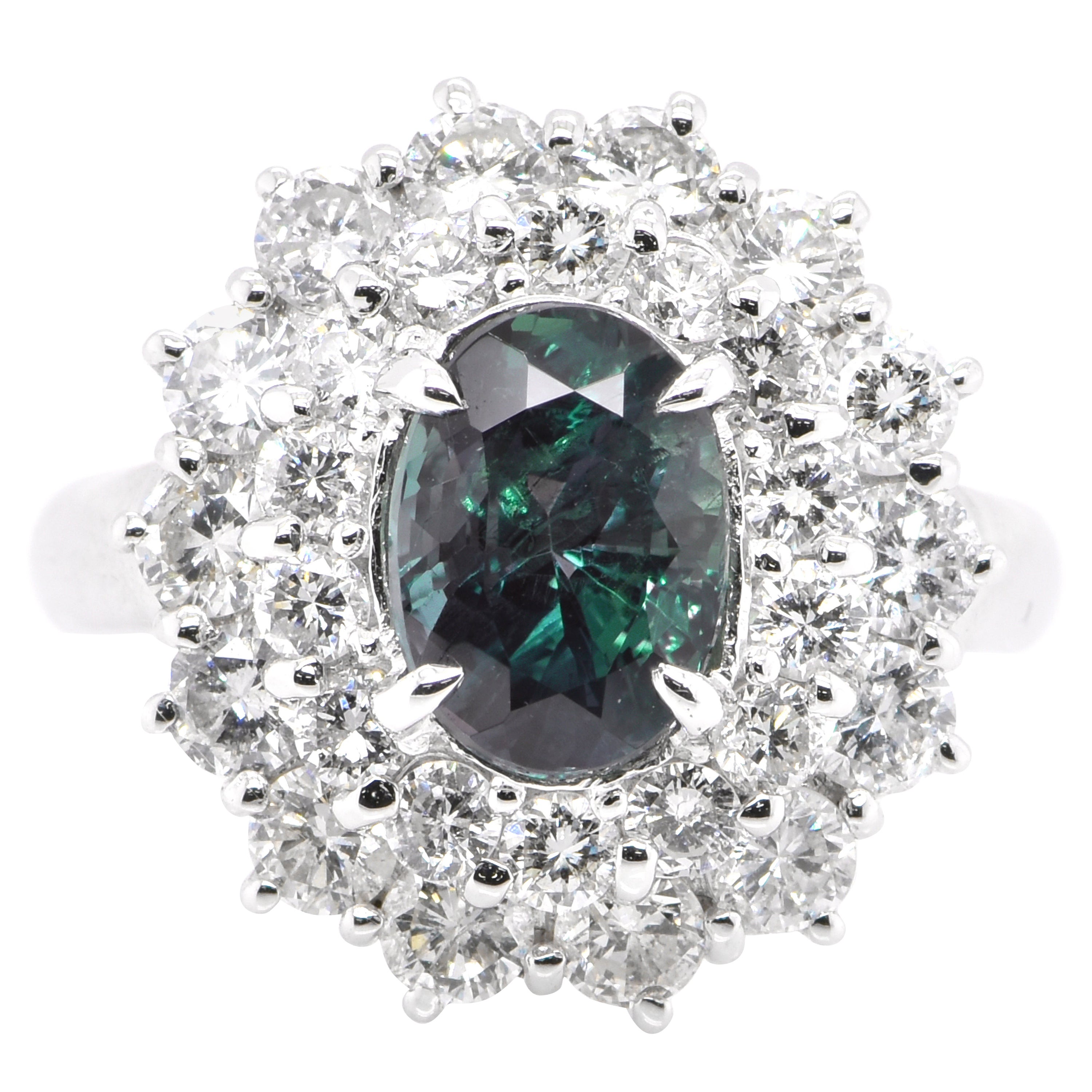 GIA Certified 2.63 Carat Natural Color-Change Brazilian Alexandrite Ring