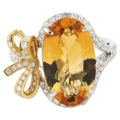 Bague en or blanc et jaune 18 carats avec diamants et citrine