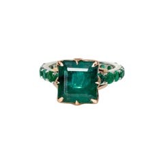 IGI 14K 5.69 Ctw Zambia Emerald Antique Art Deco Style Engagement Ring