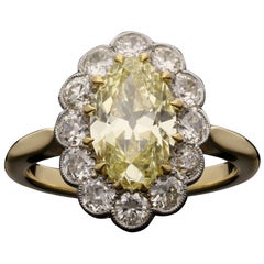 Hancocks 1.83ct Fancy Yellow Moval Diamond Cluster Ring in 18ct Yellow Gold