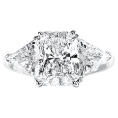 GIA Certified 4 Ct Three Stone Radiant Trillion Cut Diamond Ring