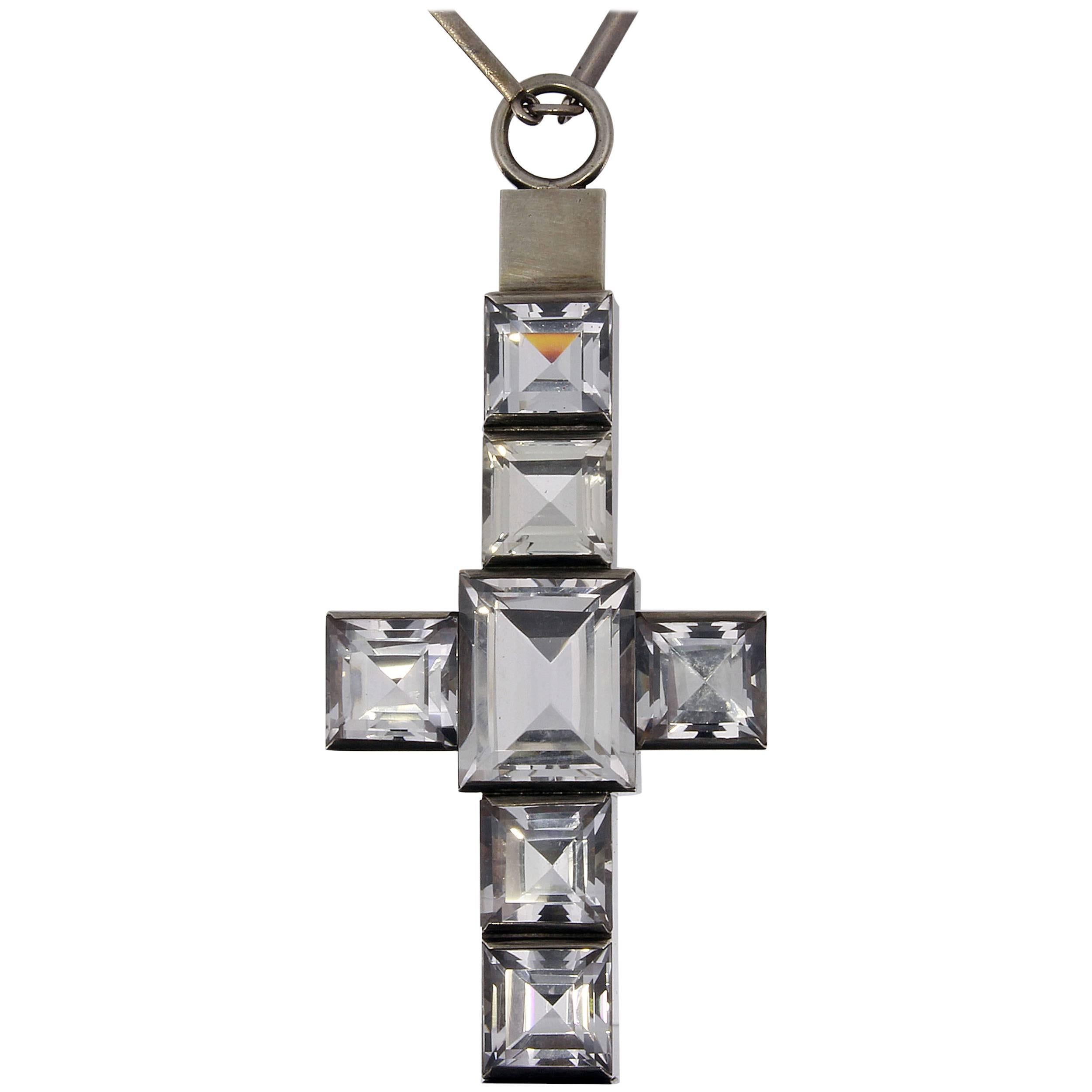 Wiwen Nilsson Rock Crystal Silver Cross Pendant