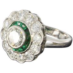 Emerald Diamond Gold Cluster Ring 12