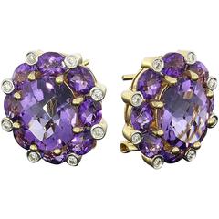 Beautiful Amethyst Diamond Stud Earrings 6