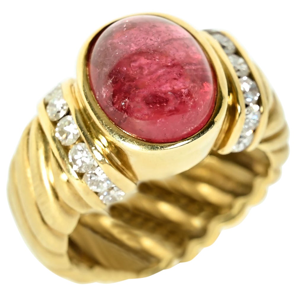 Aletto and Co. Tourmaline and Diamond Gold Ring For Sale