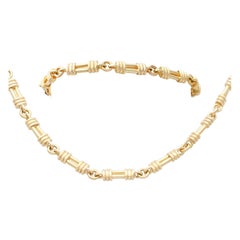 Vintage 1996 Yellow Gold Necklace and Bracelet Set by UnoAErre