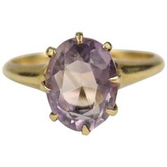 Antique Amethyst Gold Claw Set Ring 8