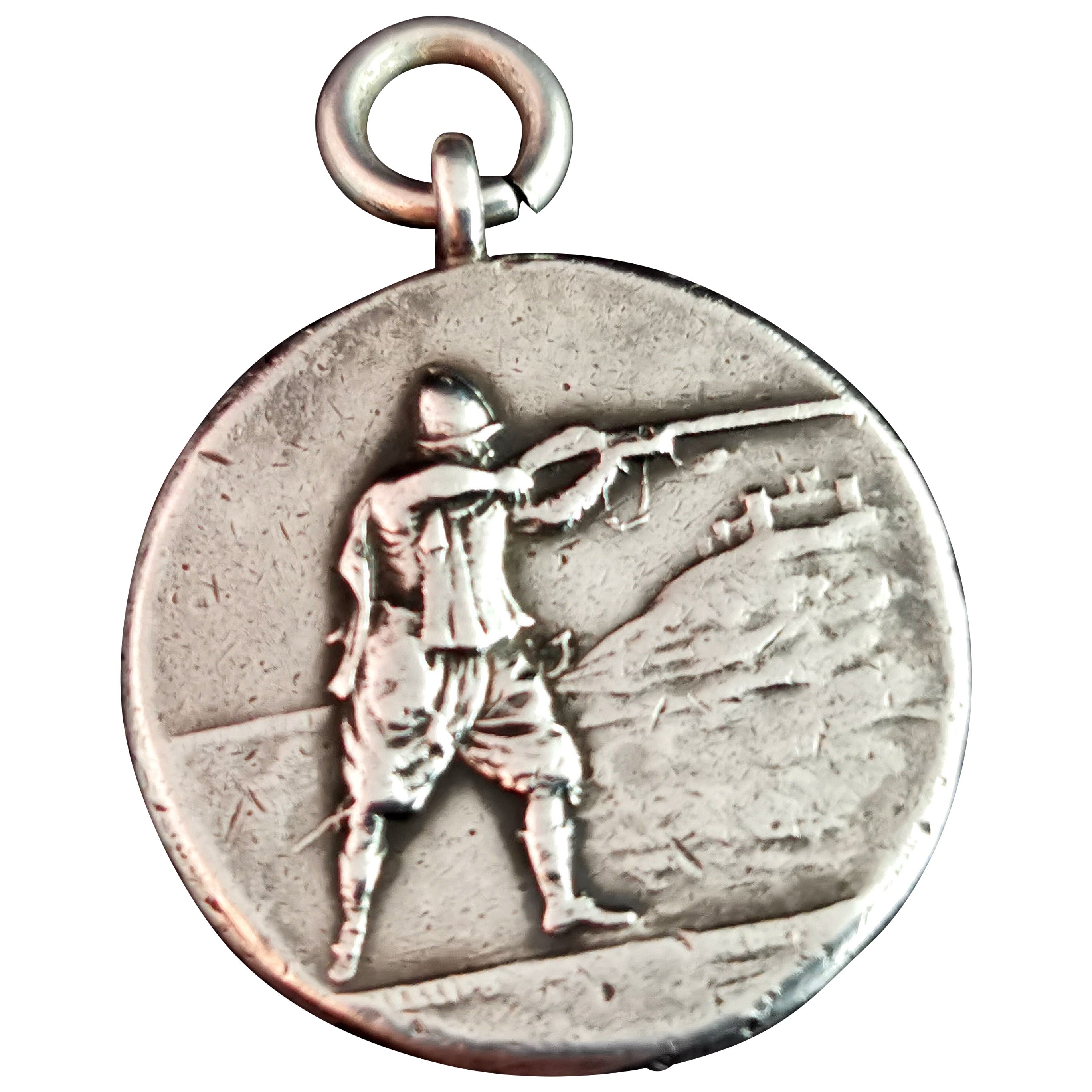 Antique Sterling Silver Fob Pendant, Watch Fob, Shooting