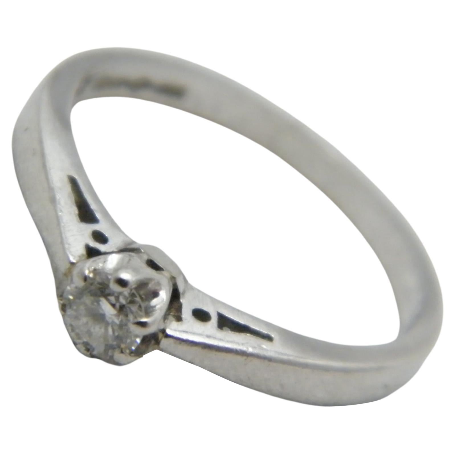 Vintage Diamond Palladium Solitaire Engagement Ring L1/2 6 950 Purity Heavy For Sale