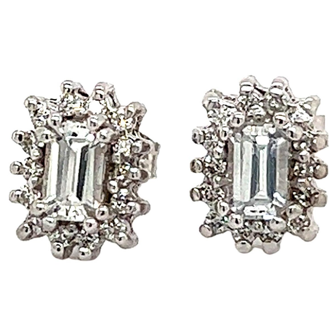 Natural Sapphire Diamond Stud Earrings 14k W Gold 0.94 TCW Certified For Sale