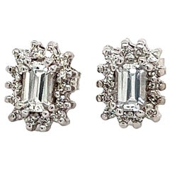 Natural Sapphire Diamond Stud Earrings 14k W Gold 0.94 TCW Certified
