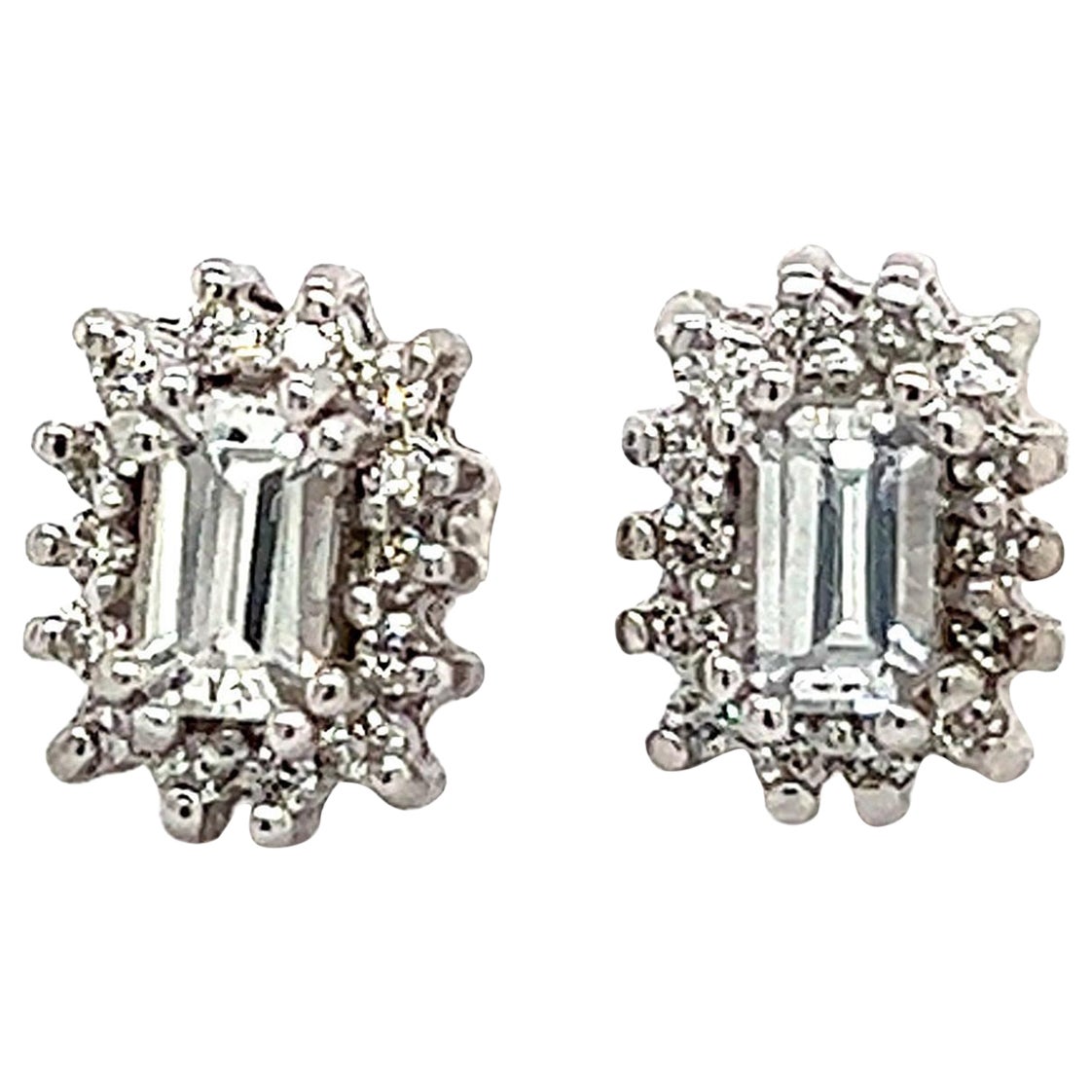 Natural Sapphire Diamond Stud Earrings 14k W Gold 0.94 TCW Certified
