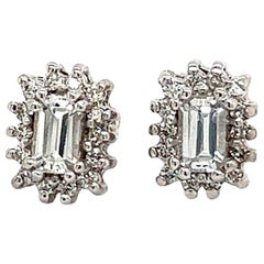Ohrstecker mit natürlichem Saphir und Diamant 14k W Gold 0,94 TCW zertifiziert
