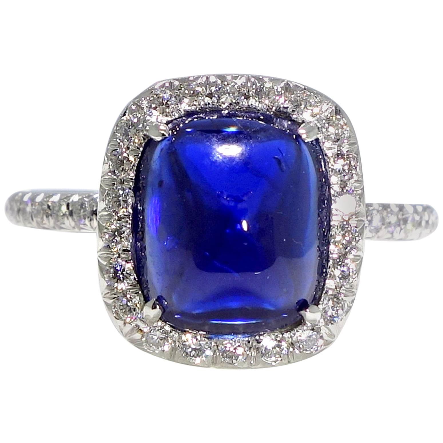 Sugarloaf Sapphire Diamond Gold Ring