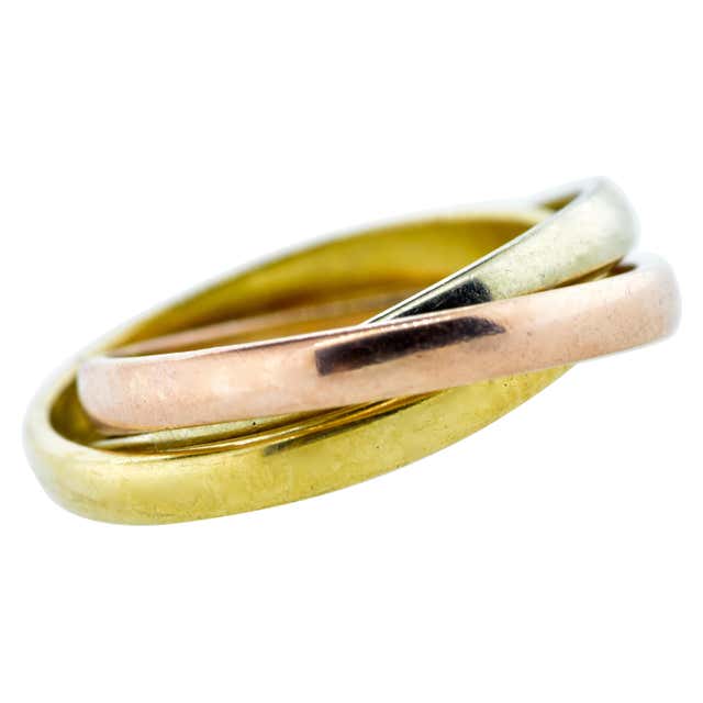 Tri-Color Diamond Three Color Gold Rolling Rings Set at 1stDibs | three ...