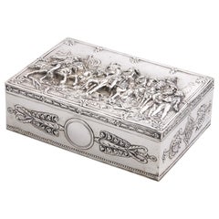 Antique German Silver Box with Napoleonic Scene in Repousse