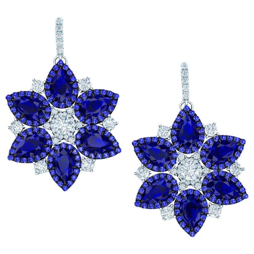 15 Carats Sapphire and Diamond Drop Earrings