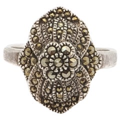 Art Deco Sterling Silver and Marcasite Flower Ring