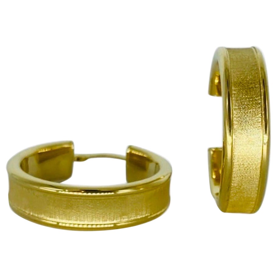 Milor Vintage Satin Finish 18 Karat Gold Hoop Earrings For Sale