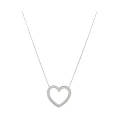 Tiffany & Co. 1.00 Carat Diamond Open Heart Pendant Necklace