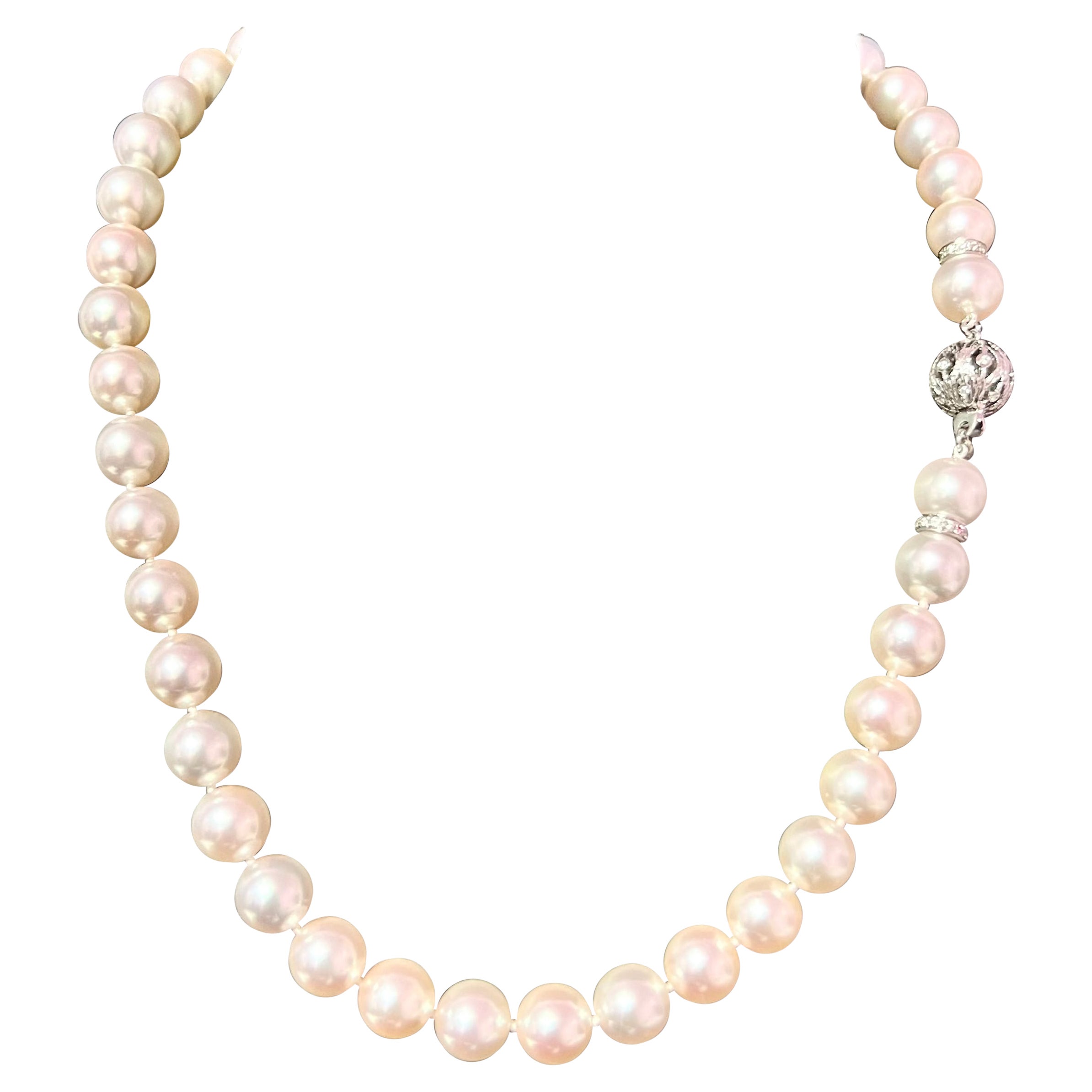 Akoya Pearl Necklace 14k White Gold 16.25