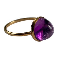 Antique Cabochon Amethyst Cocktail Ring in 9ct Yellow Gold
