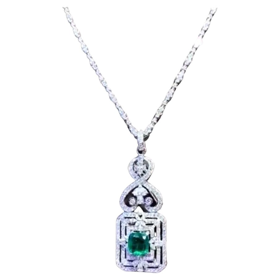 Ct 20, 44 of Diamonds and Zambia Emerald on Necklace