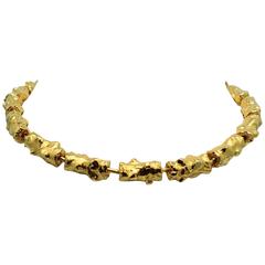 Jean Mahie Rare Textured Gold Link Necklace