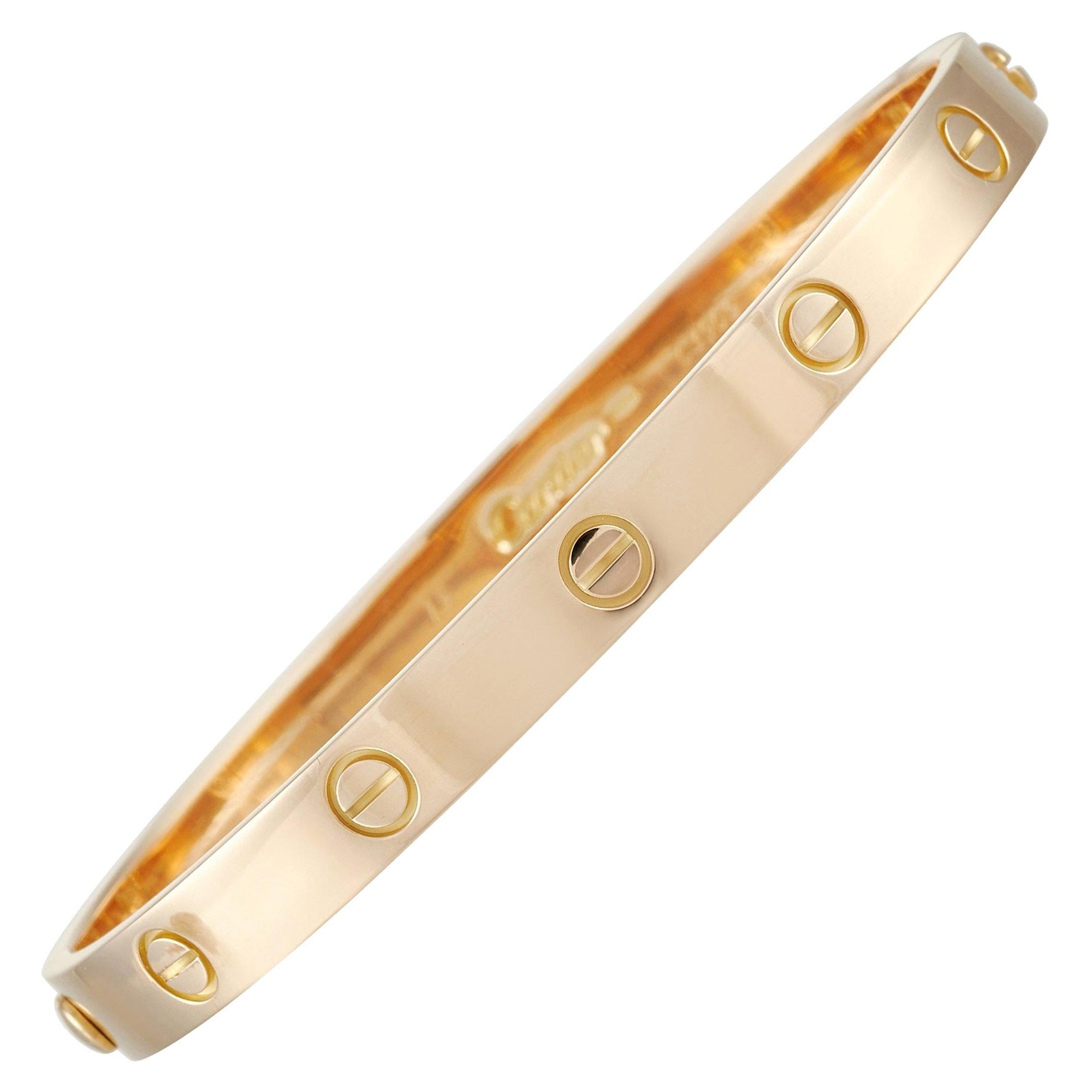 Cartier Love 18 Karat Yellow Gold 4 Diamond Bracelet at 1stDibs