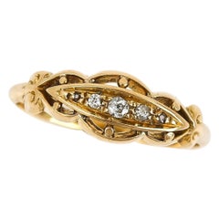 18 Karat Gold Zigeunerring mit fünf Steinen und Diamanten, um 1912, Edwardian