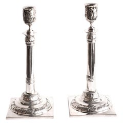 Antique Neoclassical Pair of Silver Candlesticks A.F Burgmüller Leipzig Weissenfels 1820