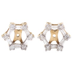 Baguette Diamond Retro 10KT Yellow Gold 3/4ctw Diamond Earring Jackets, 