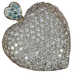 Stunning Natural 5.32ct Diamond and 9ct Gold Heart Shape Pendant