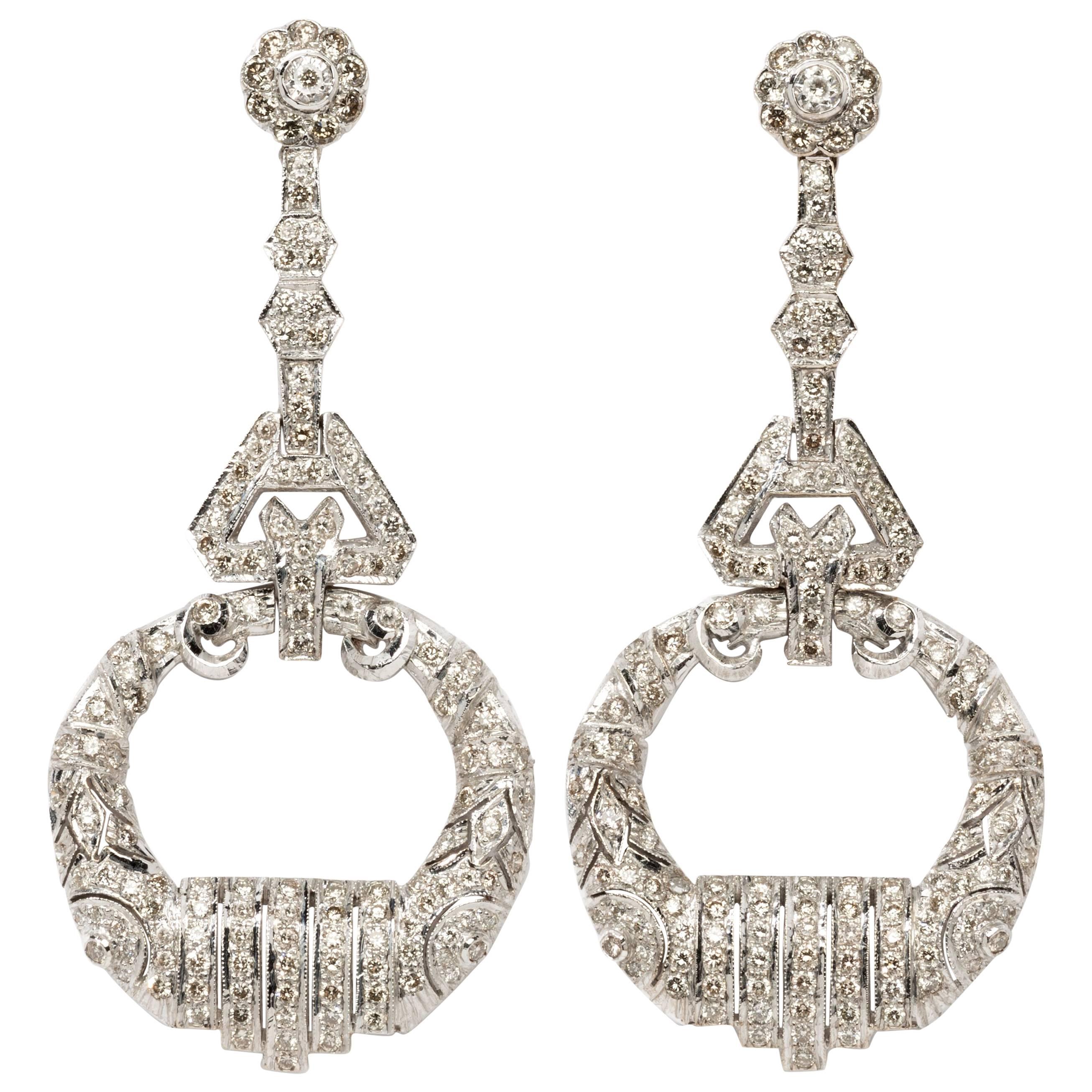 Exquisite Diamond White Gold Chandelier Earrings