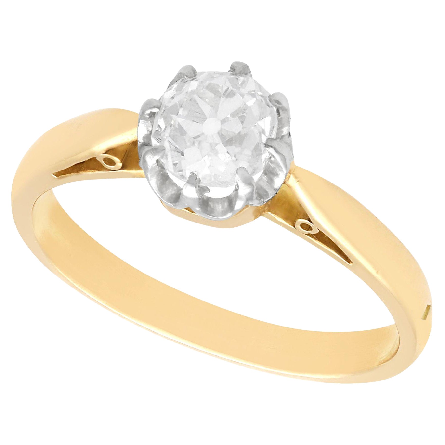 Antique Diamond and Yellow Gold Solitaire Ring Circa 1920 For Sale