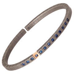 Men's Loop Line Bracelet in Titanium and Sapphires