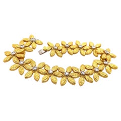 Buccellati Flower Diamond Line Bracelet 18 Karat Yellow Gold
