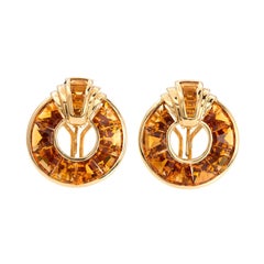 12.00 Carat Orange Citrine Gold Lever Back Earrings