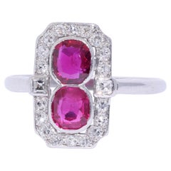Art Deco Ruby and Diamond Toi Et Moi Ring