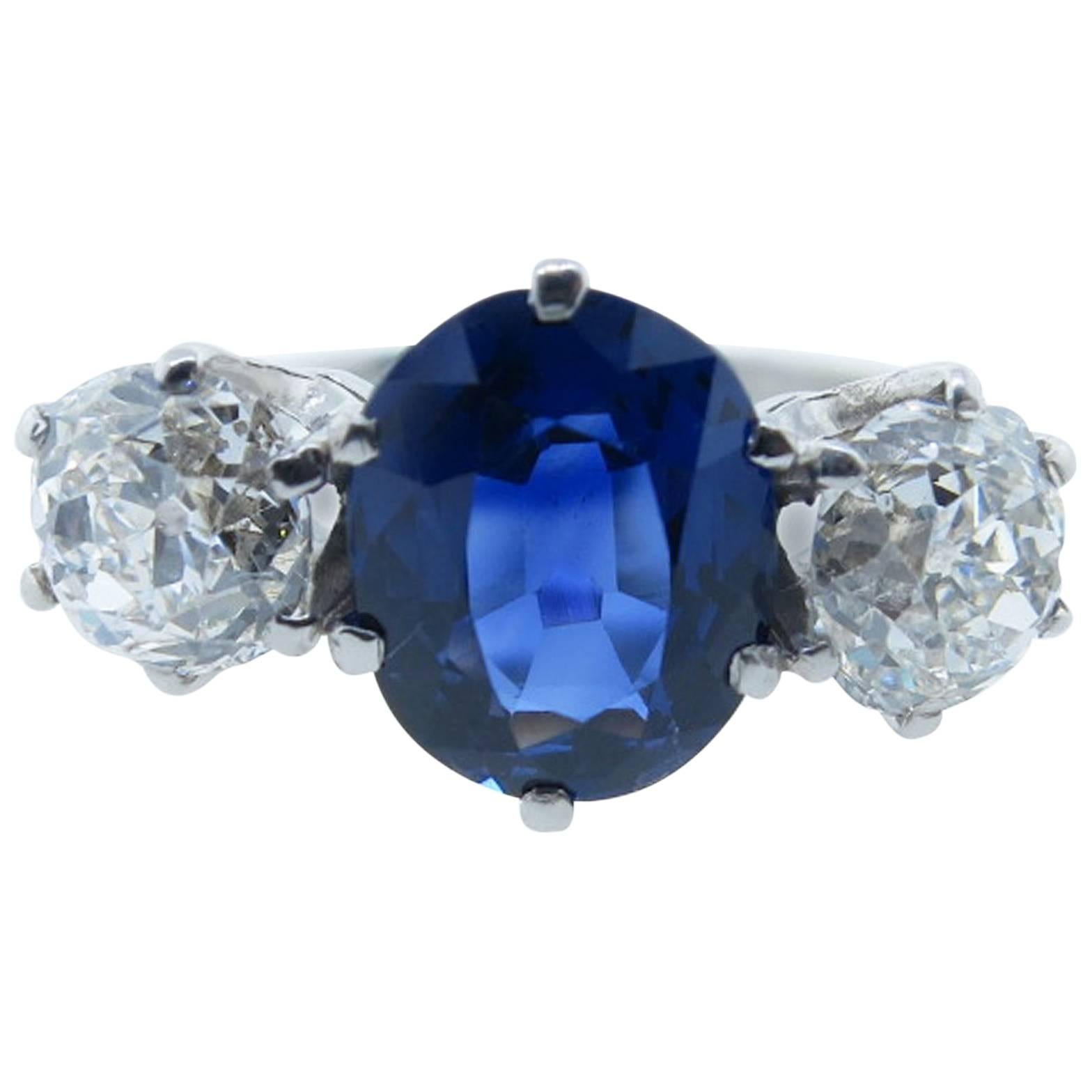 Old Natural No Heat 2.53 Carat Burma Sapphire Platinum Ring